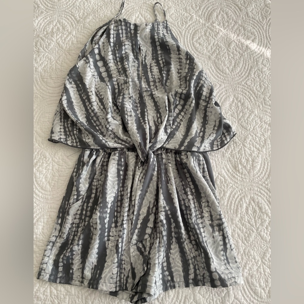 Tyche Gray and White Romper